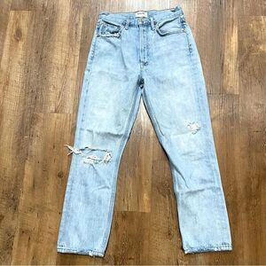 AGOLDE Riley Jeans Womens 25 Blue Button Fly High Rise Straight Crop Denim